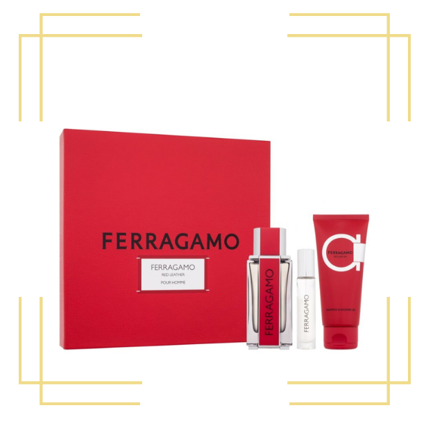 Red Leather by Salvatore Ferragamo 3.4 EDP +Shower Gel + Mini